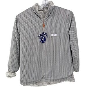 USA Palm Quarter Zip Sherpa Jacket Large Pullover Geometric Print Reversible